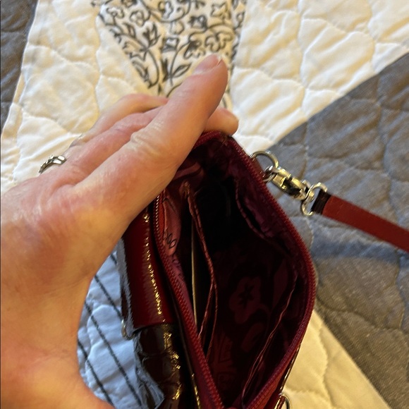 Brighton Burgundy Croc-Embossed Crossbody Bag - Picture 5 of 8